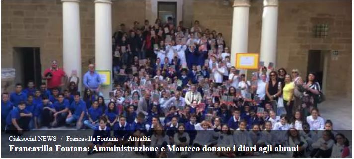 Francavilla Fontana: Amministrazione e Monteco donano i diari agli alunni