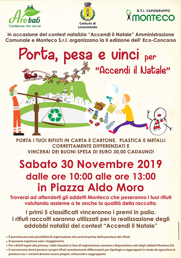 LOCOROTONDO: PORTA, PESA E VINCI PER "ACCENDI IL NATALE"