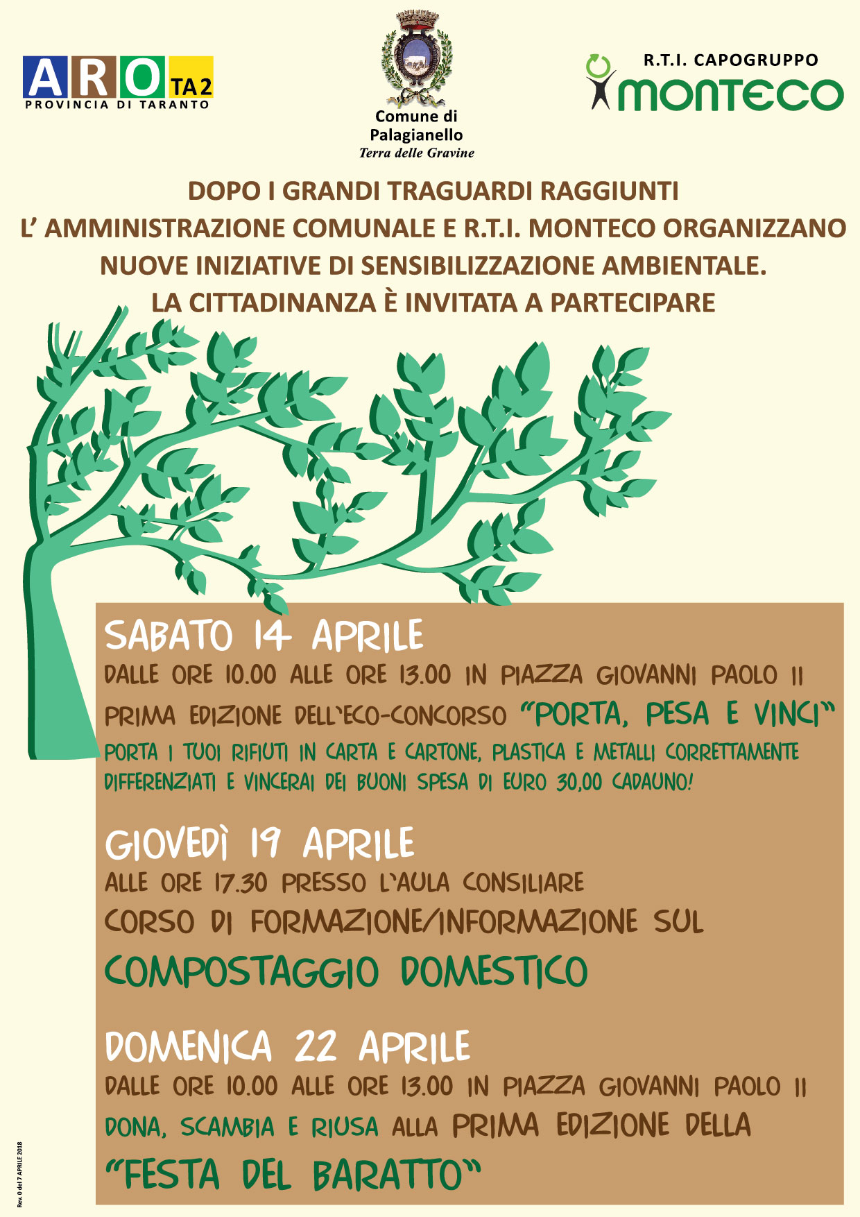 A PALAGIANELLO NUOVE INIZIATIVE DI SENSIBILIZZAZIONE AMBIENTALE